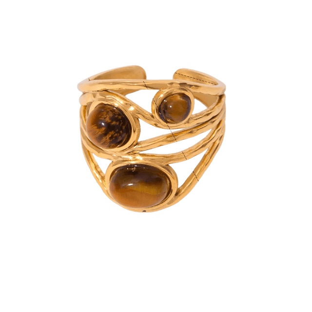 TAMI -  Anillo Abierto con piedras de Acero Inoxidable