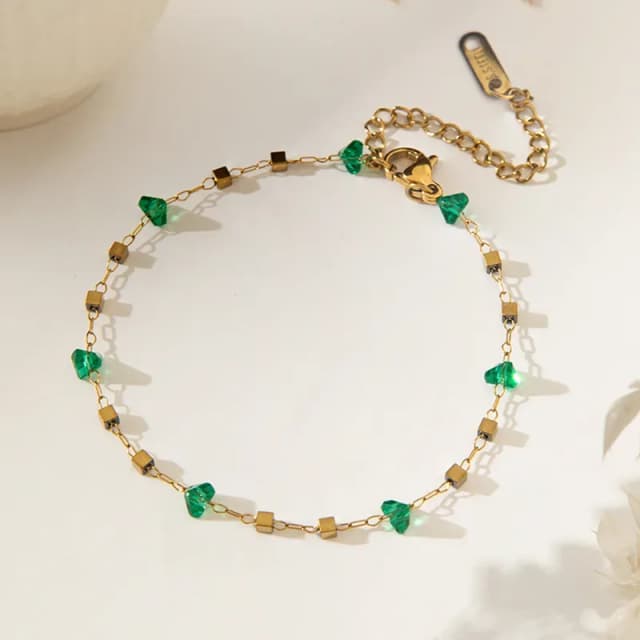 TARA - Pulsera Bohemia con Piedras verdes 