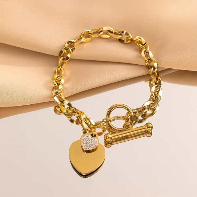 MINA - Pulsera de Acero Inoxidable bañado en Oro 18K
